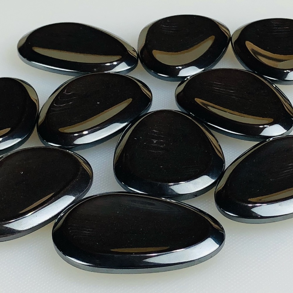 Obsidian worry stone thumb stone palm stone oval rock healing crystal gift